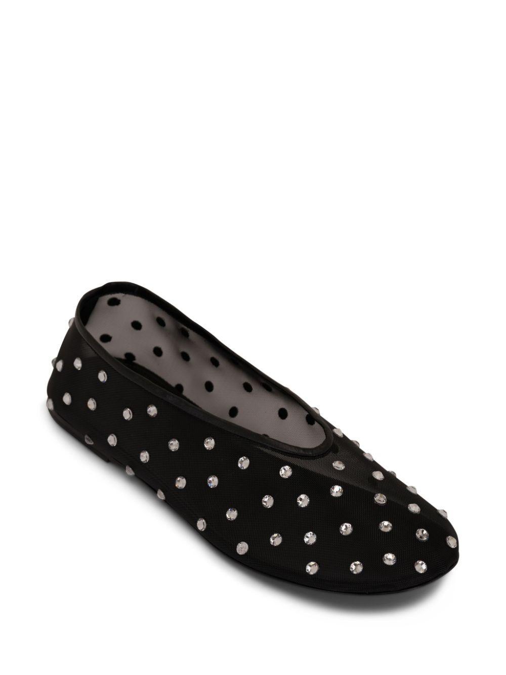 KHAITE Marcy Crystal-embellished Mesh Flats In Black Product Image