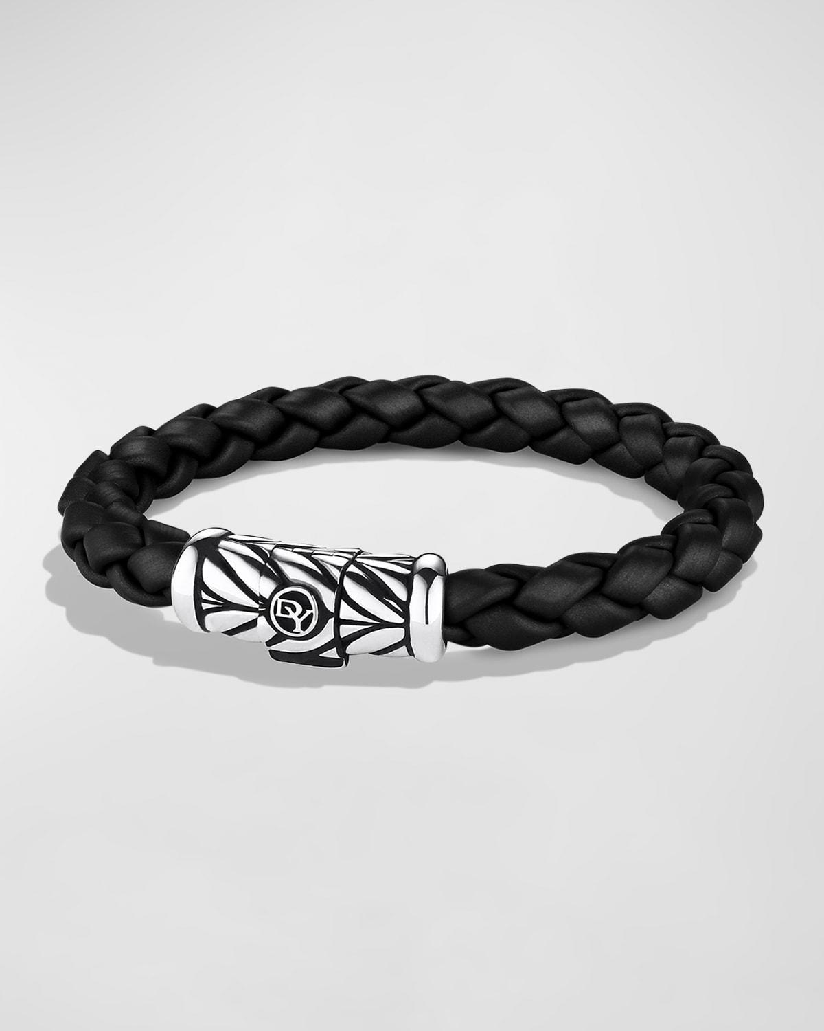 David Yurman Mens Chevron Bracelet in Black Rubber and Sterling Silver, 8mm Product Image