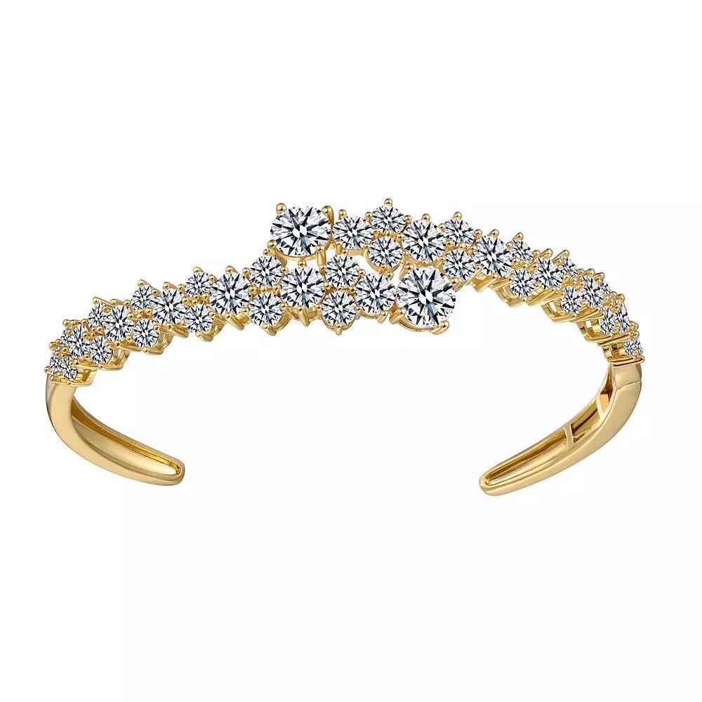 14k Gold over Sterling Silver Cubic Zirconia Bypass Bangle Bracelet, Womens Gold Tone Product Image