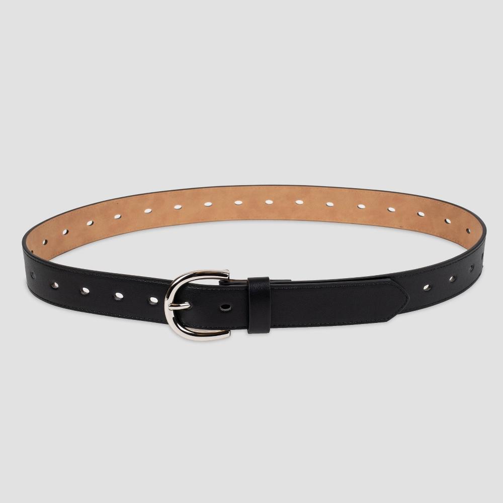 Womens Laser Cut Belt - A New Day Black XXL: Adjustable Strap, Buckle Closure, Solid Pattern Product Image