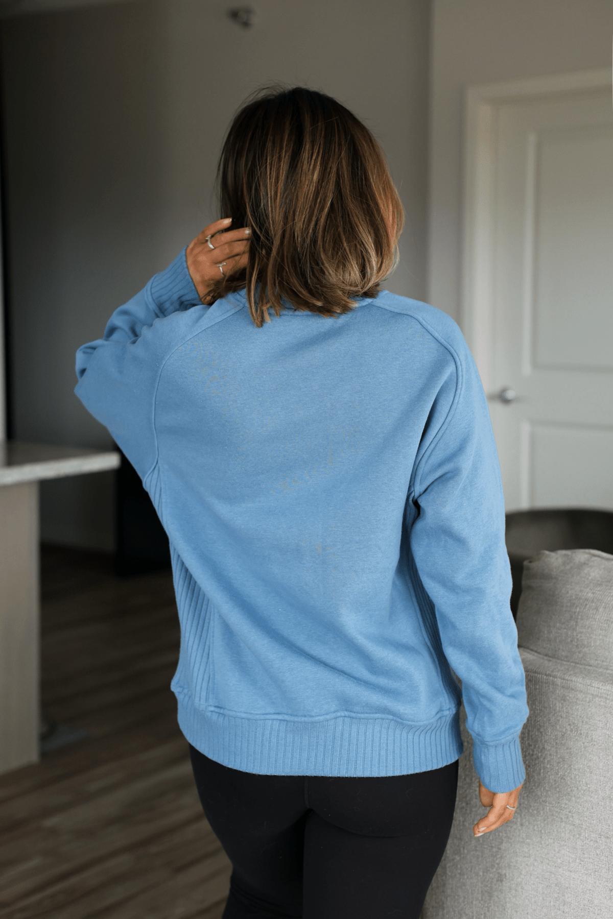 Blue French Terry Fleece Sweatshirt Product Image