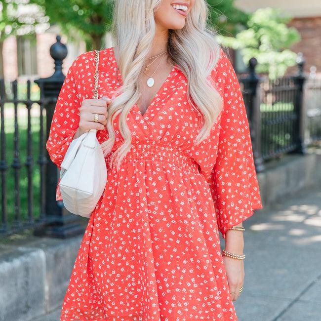 Let's Face It Red Printed Mini Dress FINAL SALE Product Image