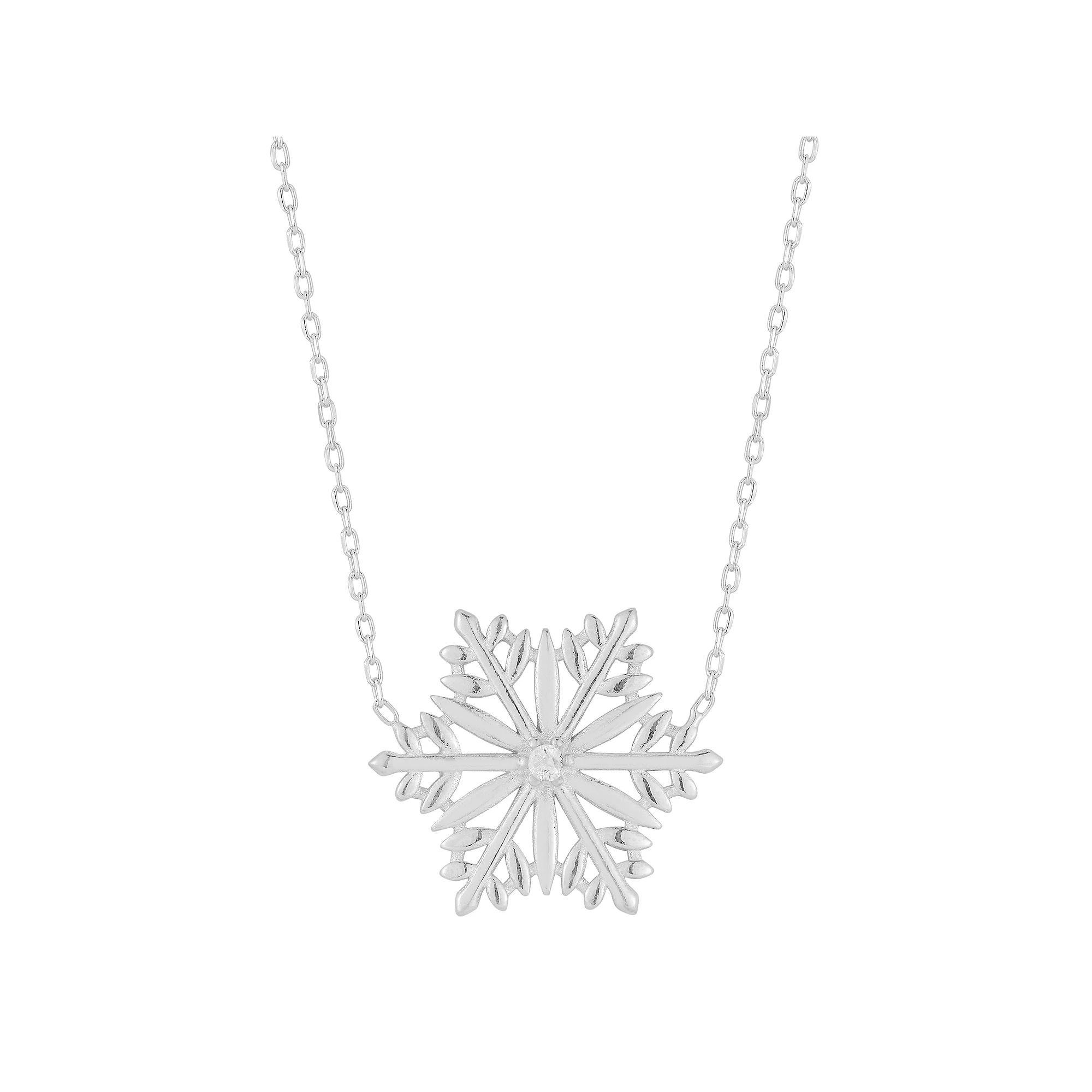 Sunkissed Sterling Cubic Zirconia Snowflake Pendant Necklace, Women's, Silver Tone Product Image