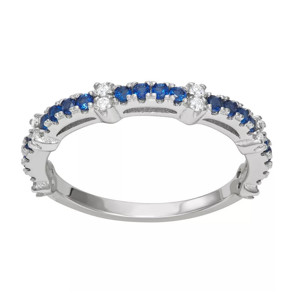 Sterling Silver Lab-Created Blue Spinel & Cubic Zirconia Ring, Women's, Size: 6 Product Image