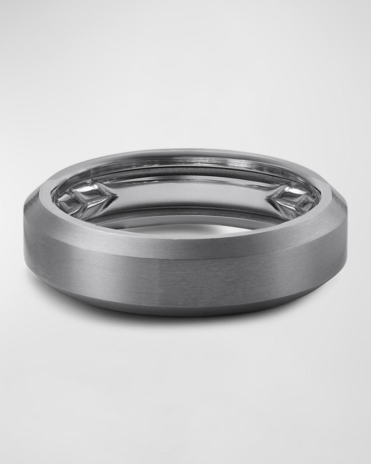David Yurman Mens Gray Titanium Wedding Beveled Band Ring Product Image