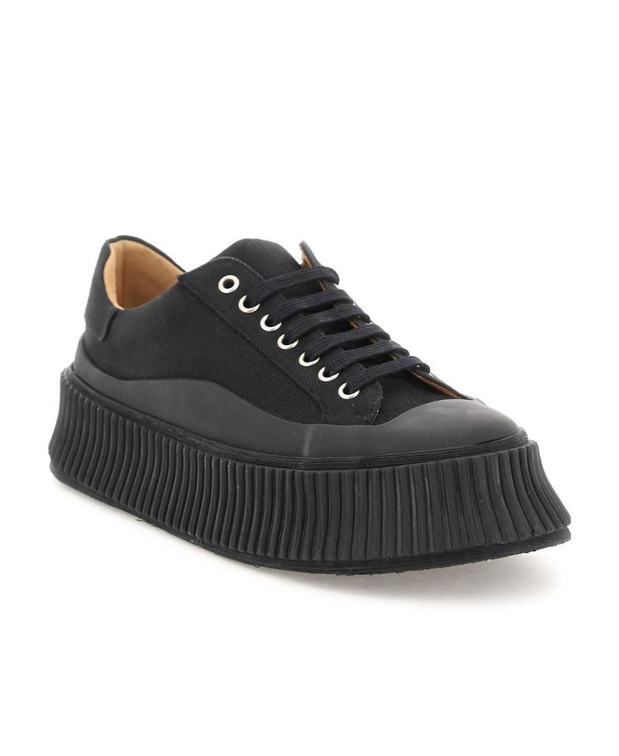 JIL SANDER Canvas Low-top Chunky Sneakers In Black Product Image