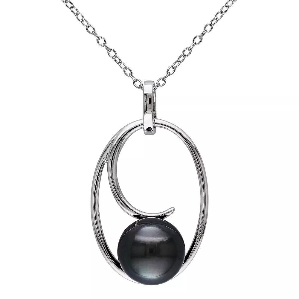 Stella Grace Sterling Silver Tahitian Cultured Pearl Pendant, Womens Product Image