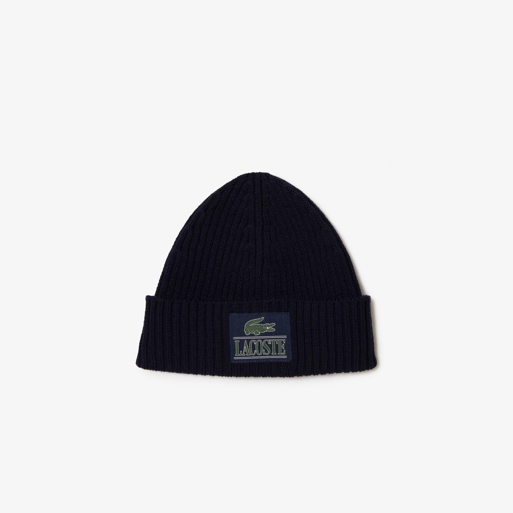 Unisex Ribbed Wool Woven Patch Beanie Product Image