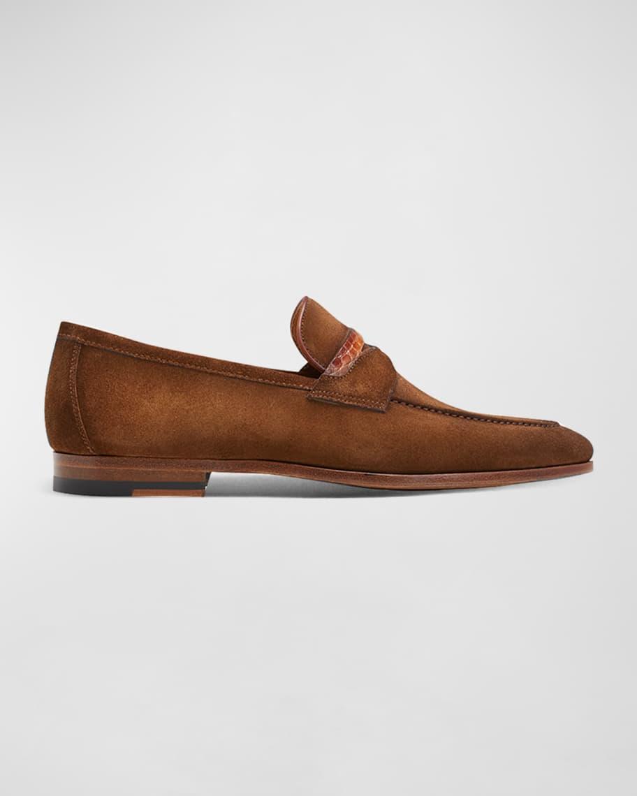 Mens Sasso Alligator & Suede Penny Loafers Product Image