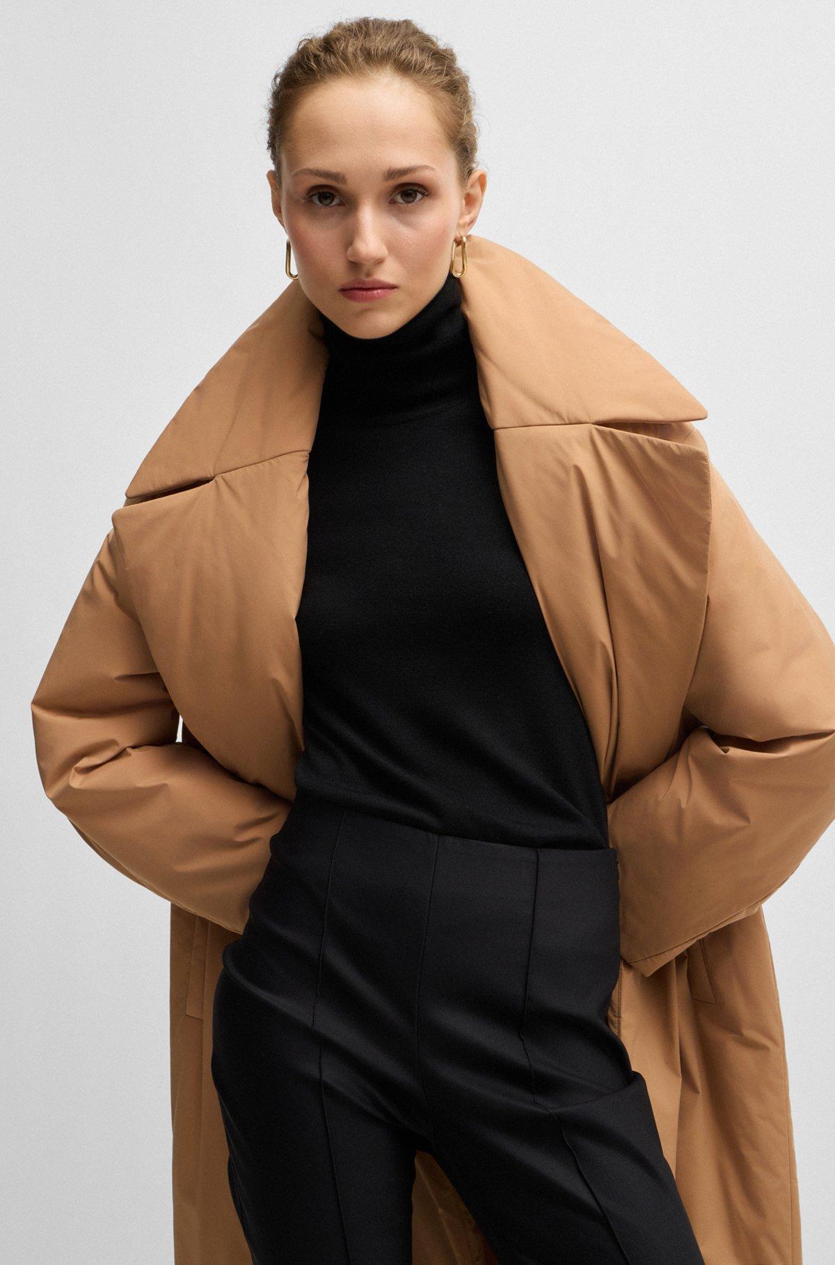 BOSS - Water-repellent padded coat with tie-up belt - Beige Product Image