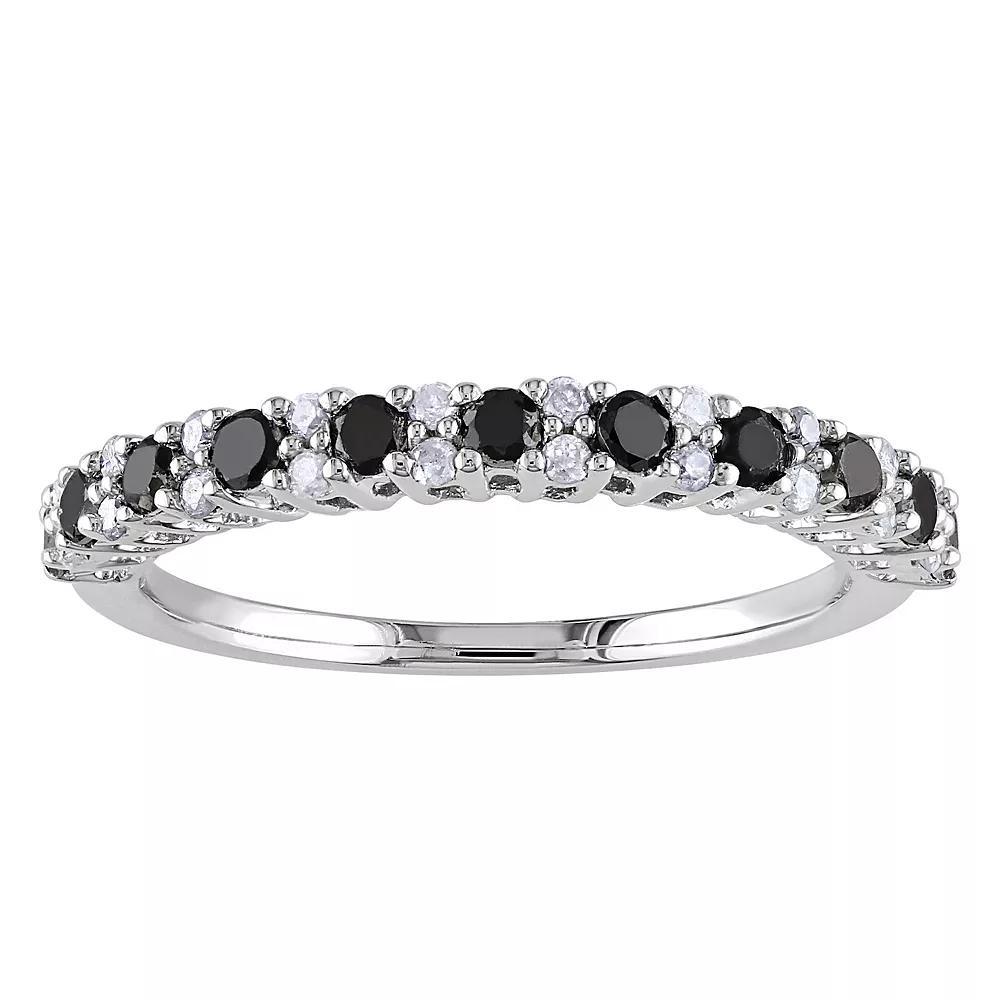 Stella Grace Sterling Silver 1/2 Carat T.W. Black & White Diamond Anniversary Band, Women's, Size: 6 Product Image