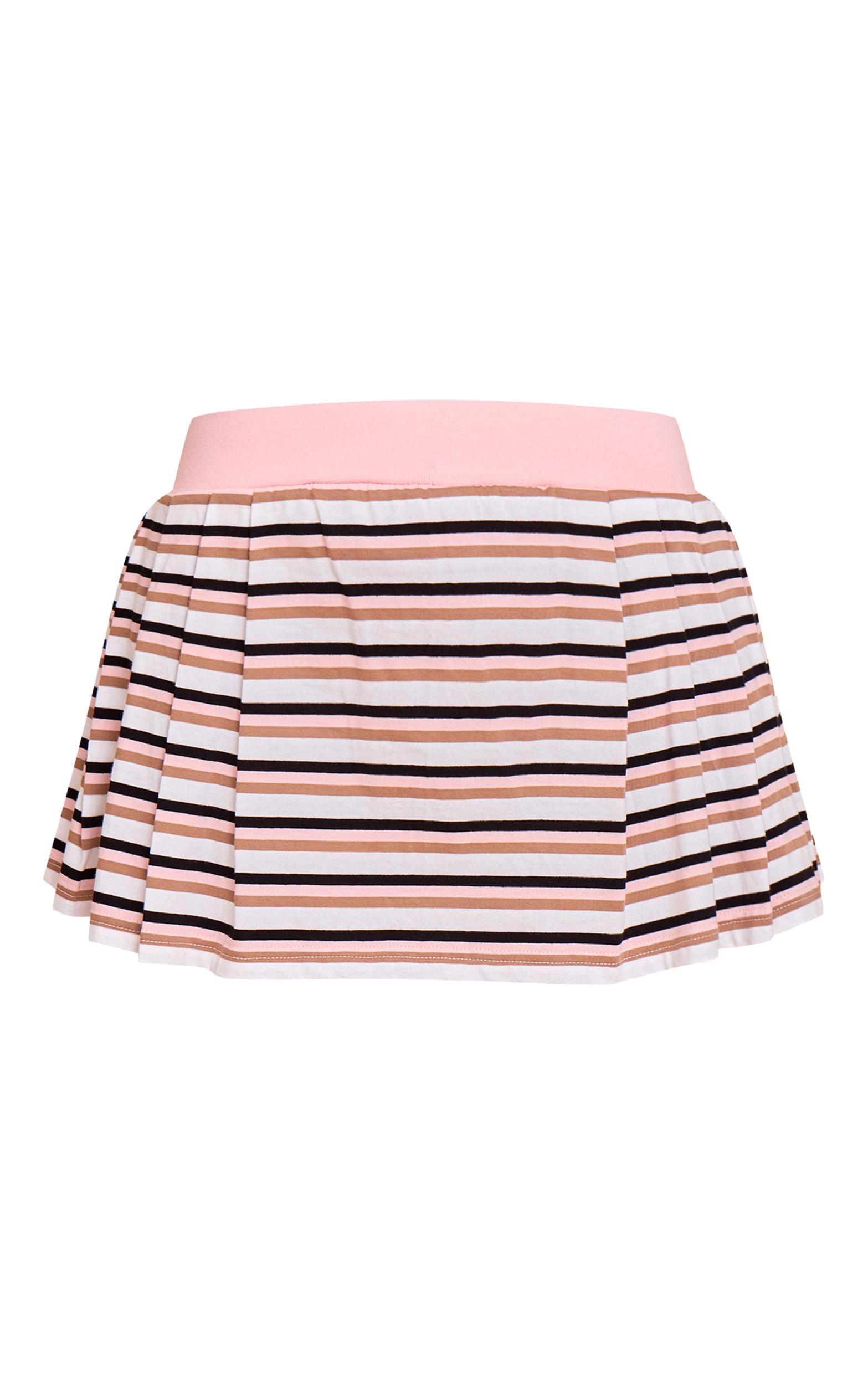 Pink Striped Pleated Mini Tennis Skort Product Image
