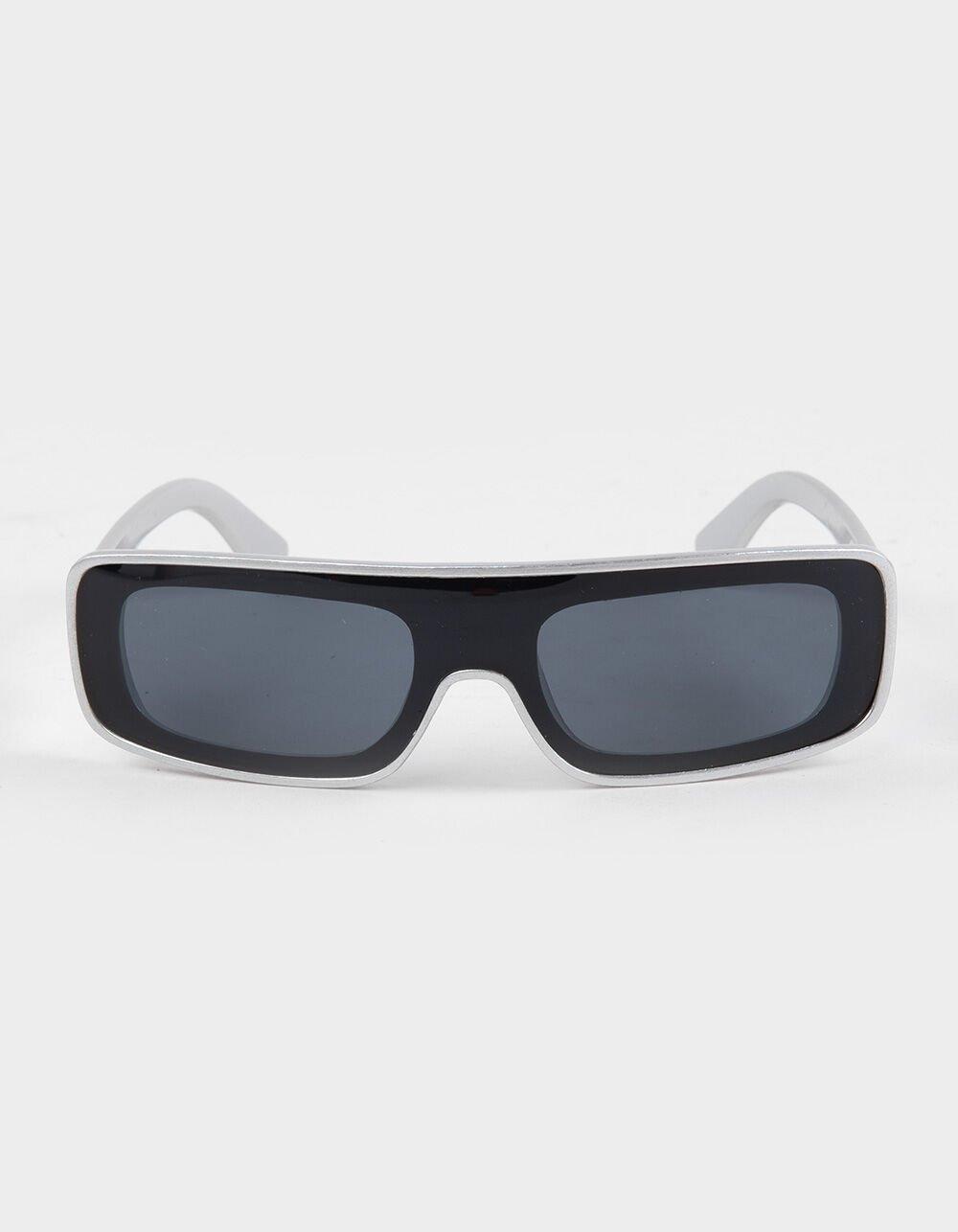 RSQ Flat Rectangle Shield Sunglasses - SILVER Product Image