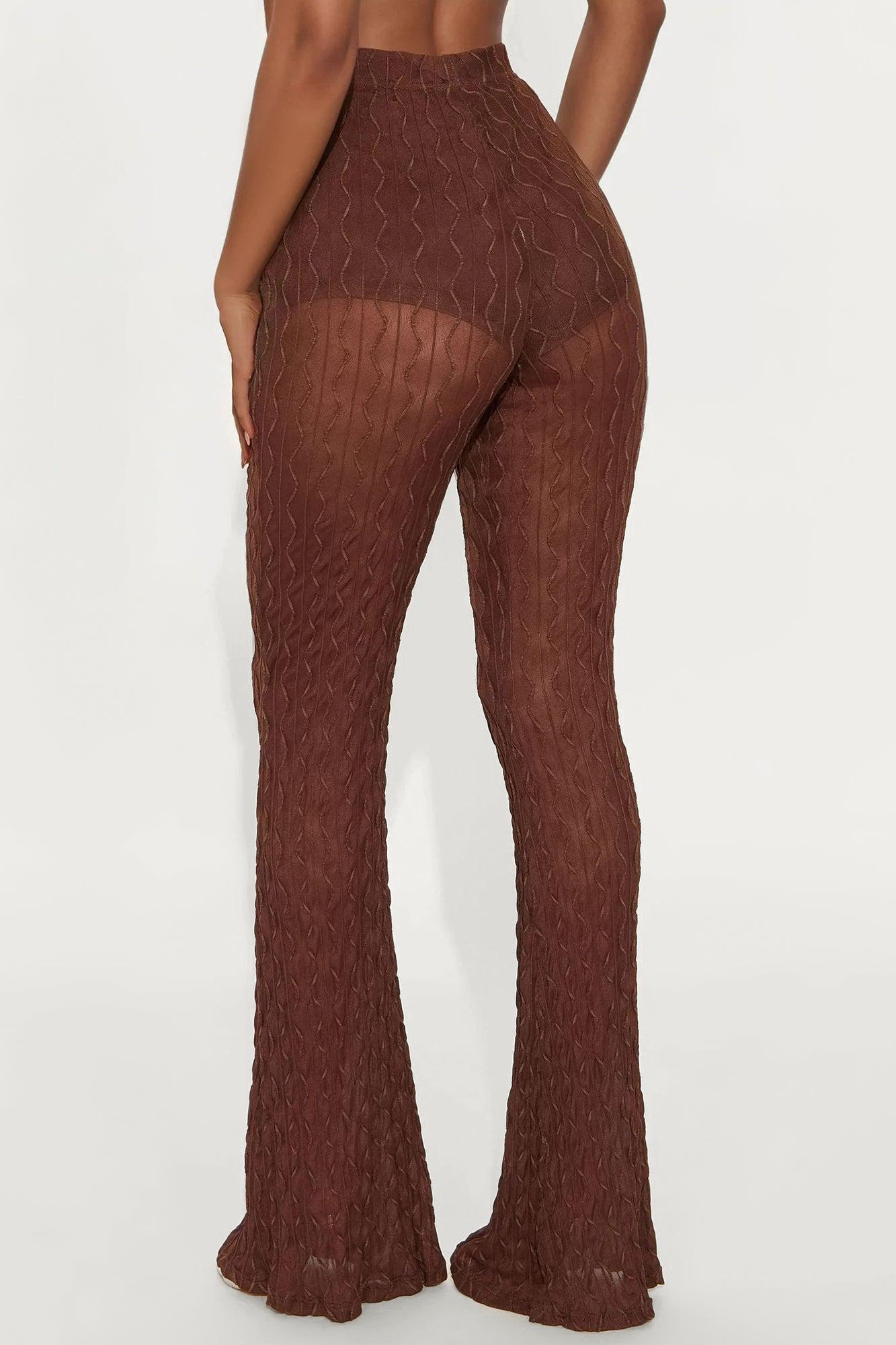 Romina High Rise Textured Flare Pant - Chocolate Product Image