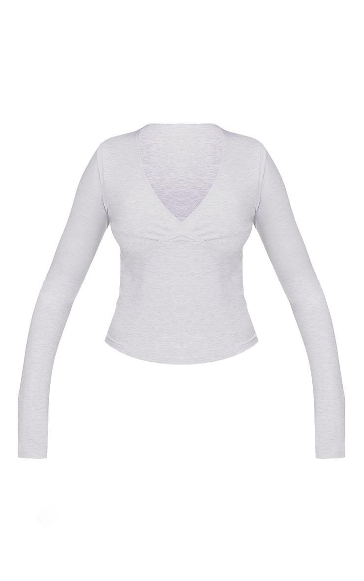 Ash Grey Sculpt Crossover Long Sleeve Top Product Image