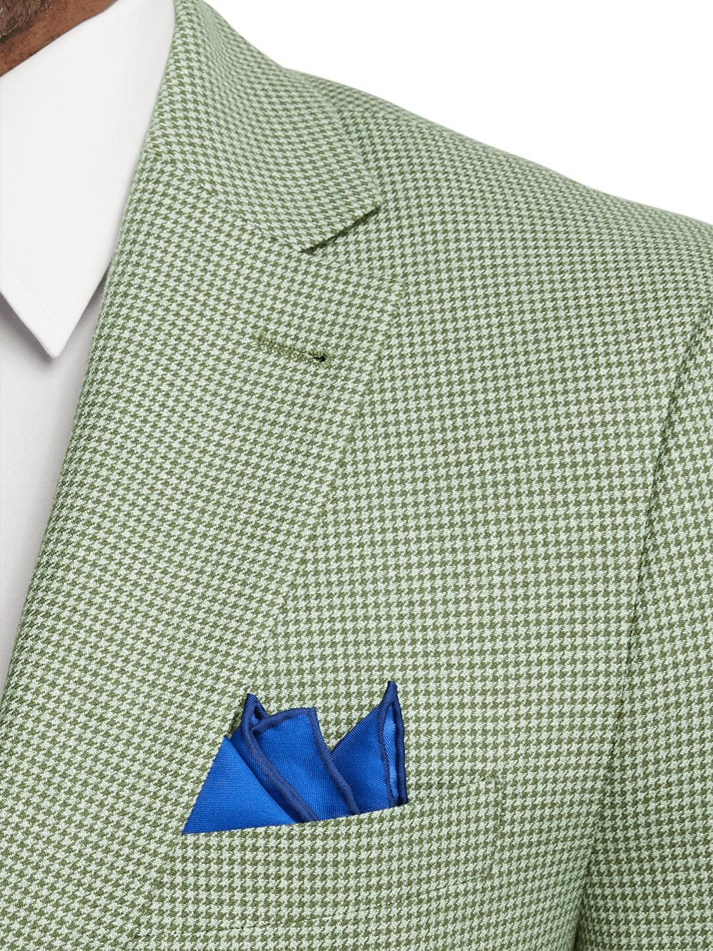 Cotton Blend Houndstooth Single Breasted Notch Lapel Suit - Green Product Image