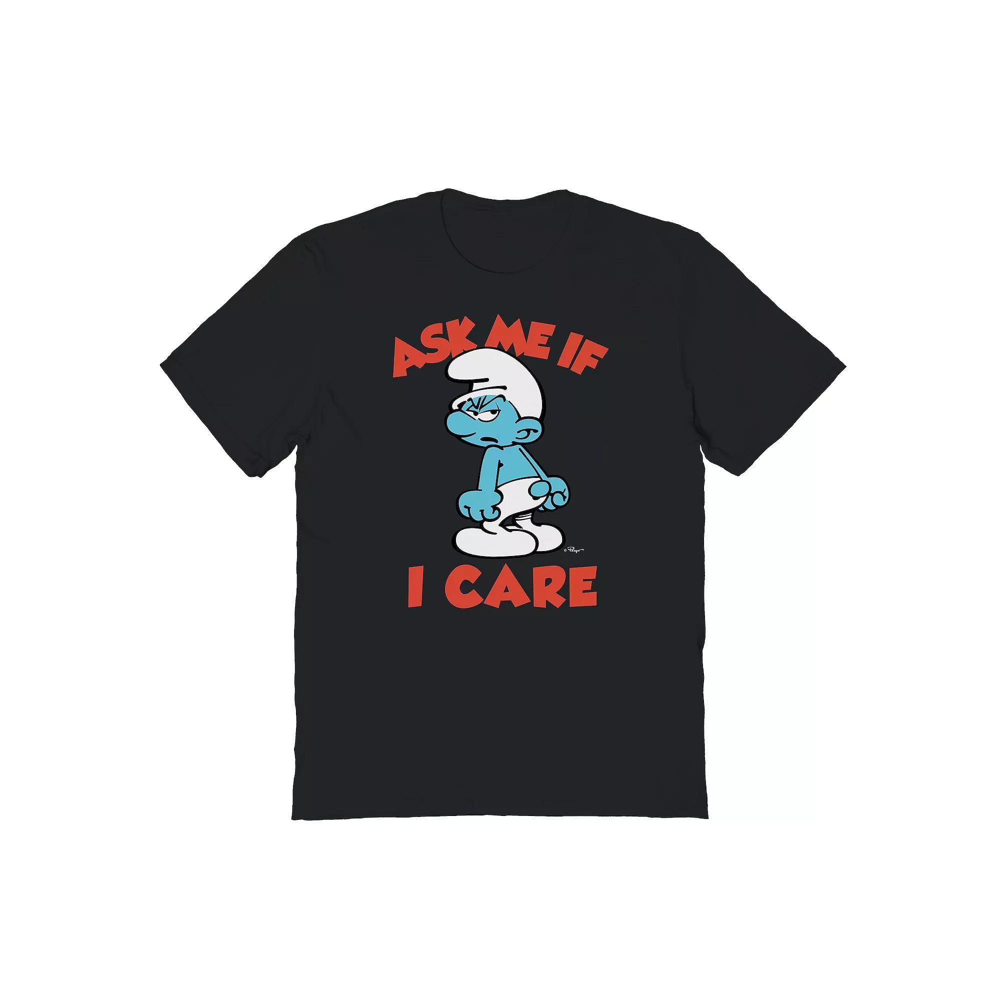 Men's Smurfs If I Care Graphic Tee, Size: Medium, Black Product Image