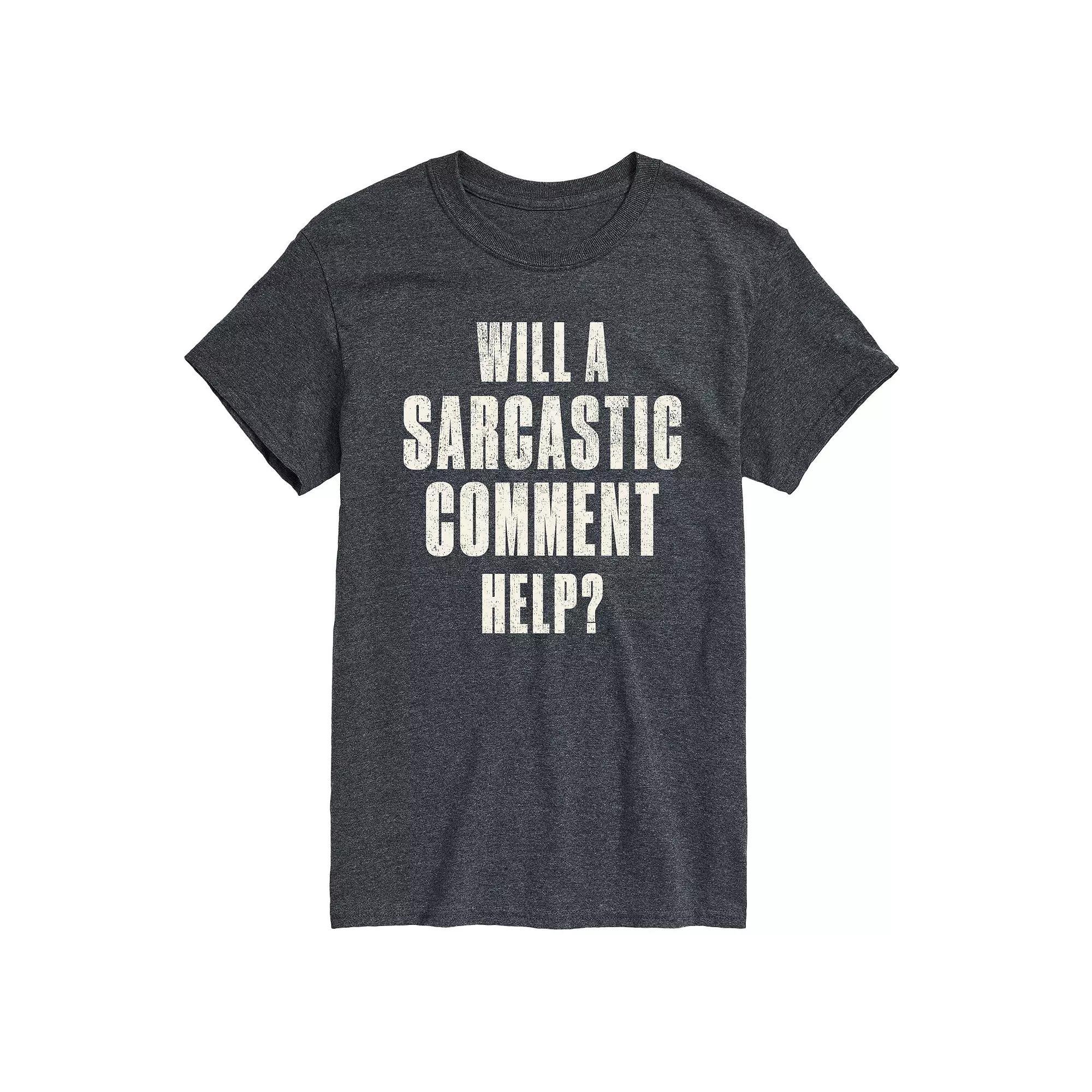Big & Tall Sarcastic Comment Help Graphic Tee, Mens Heather Grey Product Image