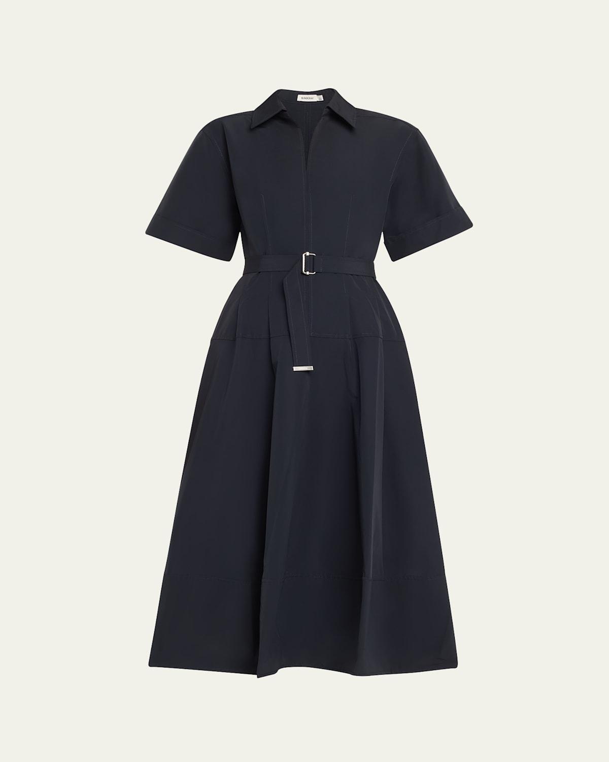 Deanna Belted Poplin Short-Sleeve Midi Shirtdress Product Image
