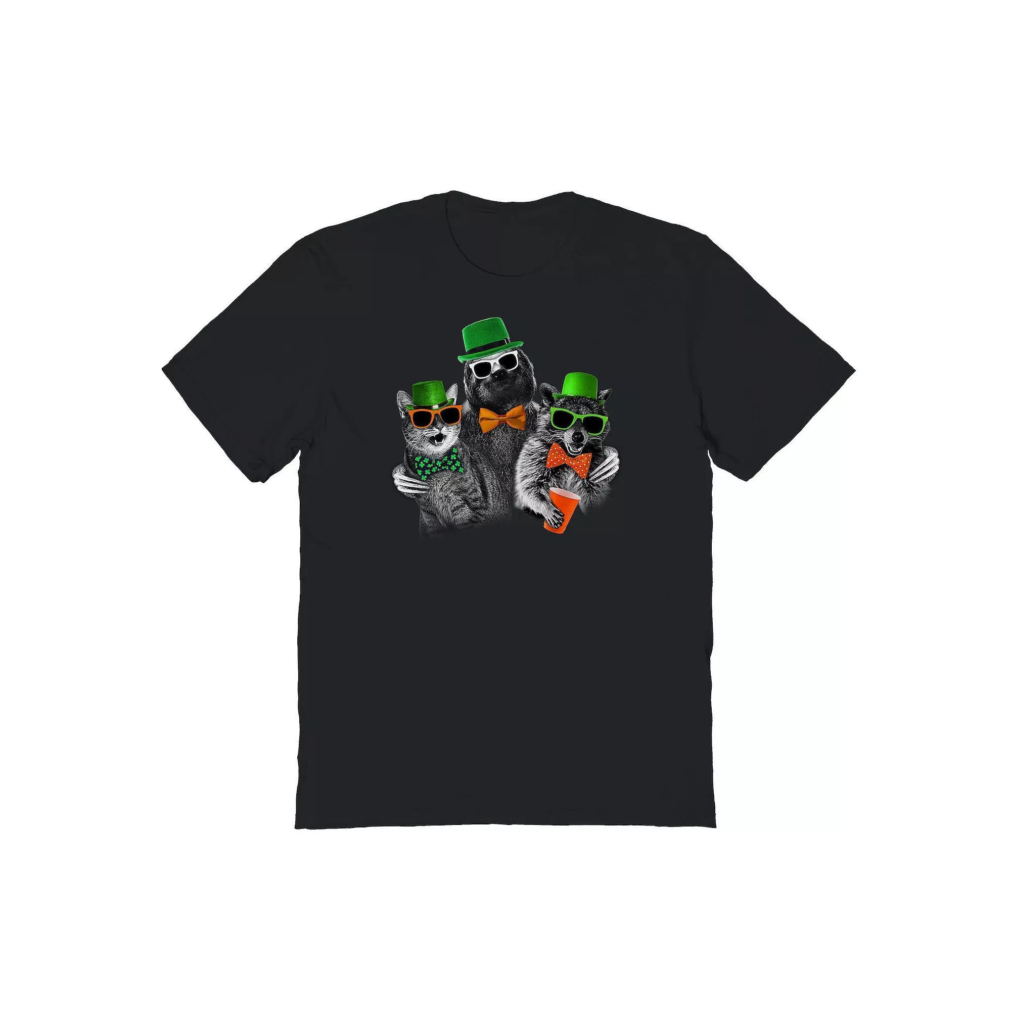 Men's St Patrick's Day St Pats Animal Trio Graphic Tee, Size: Medium, Black Product Image