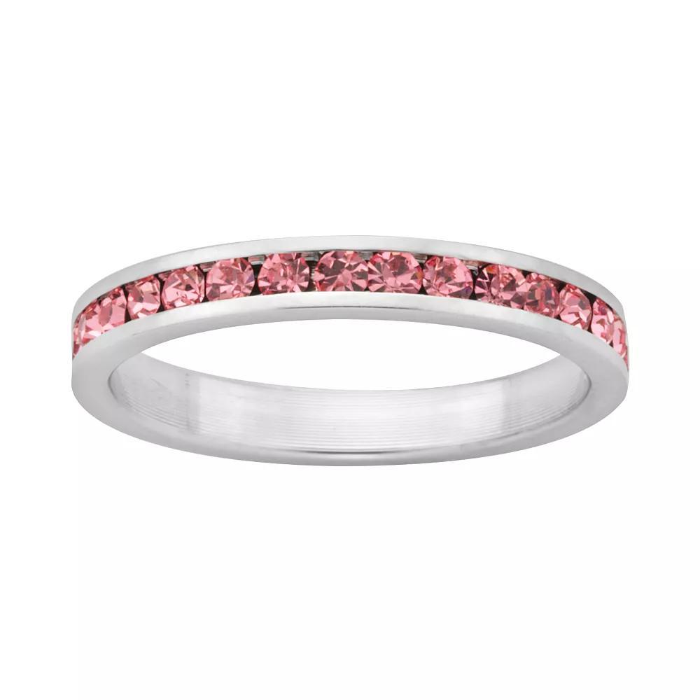 Sterling Silver Pink Crystal Eternity Ring, Women's, Size: 9 Product Image
