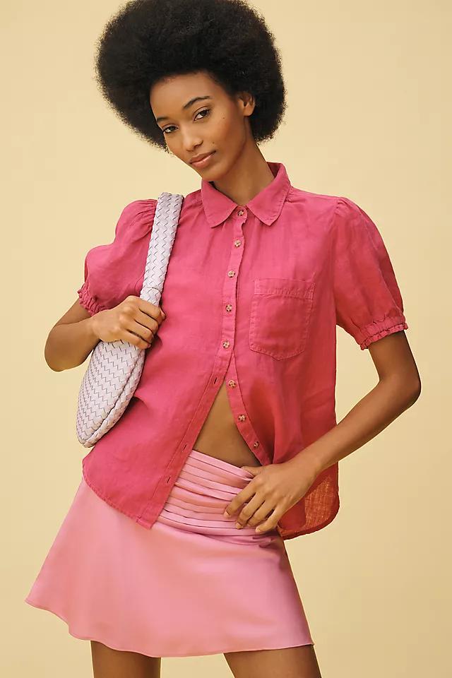 The Aly Puff-Sleeve Blouse by Pilcro: Linen Edition Product Image