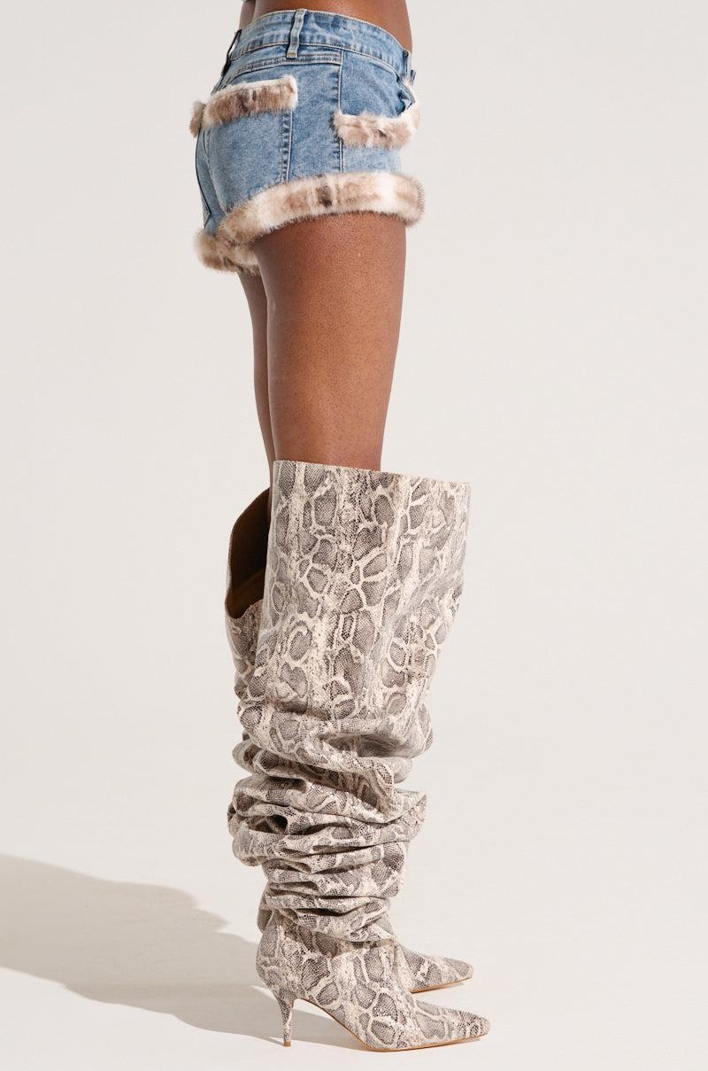 SYMONE DENIM FUR TRIM MINI SHORT Product Image