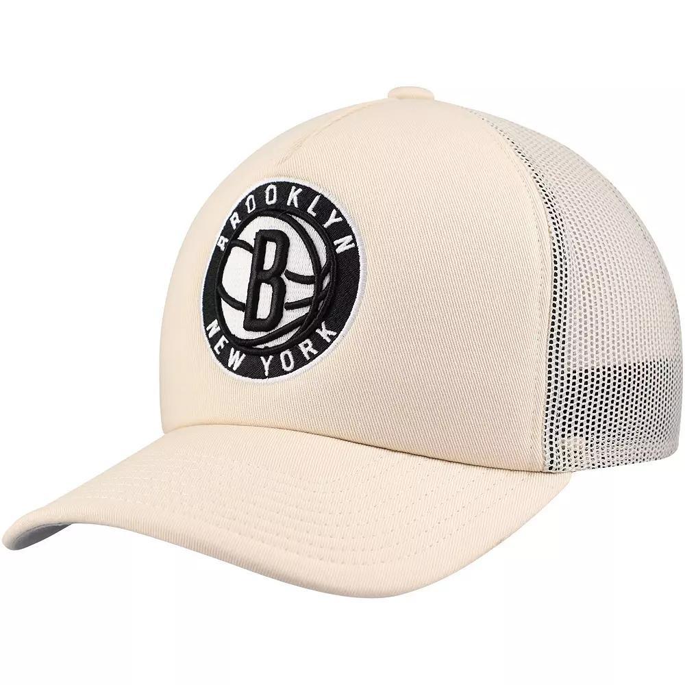 Men's Mitchell & Ness Cream Brooklyn Nets Trucker Adjustable Hat, Beige Product Image
