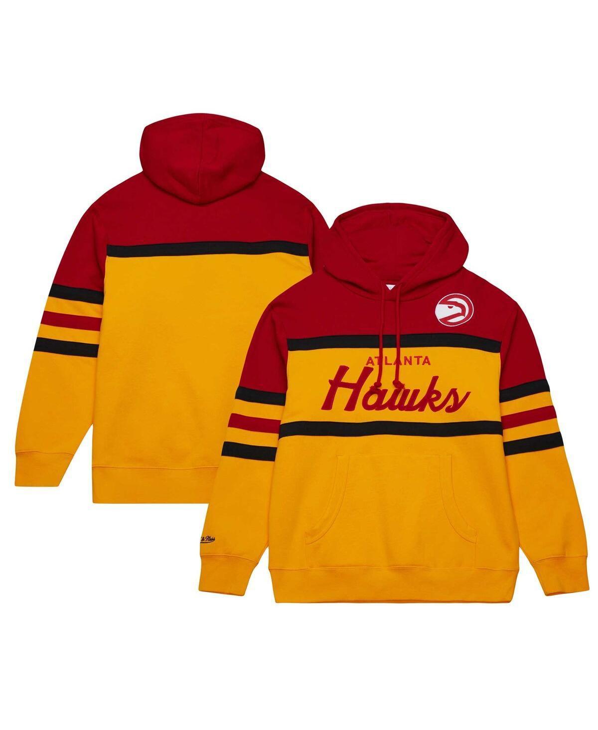 Men's Mitchell & Ness Gold/Red Atlanta Hawks Head Coach Pullover Hoodie, Size: XL Product Image