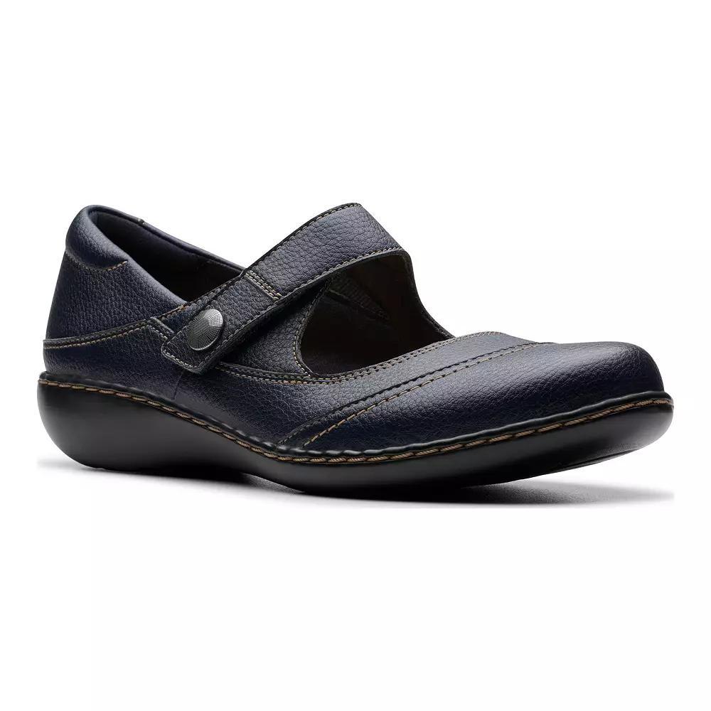 Clarks® Ashland Elayne Women's Leather Mary Jane Shoes, Size: 9.5, Blue Tumbled Product Image