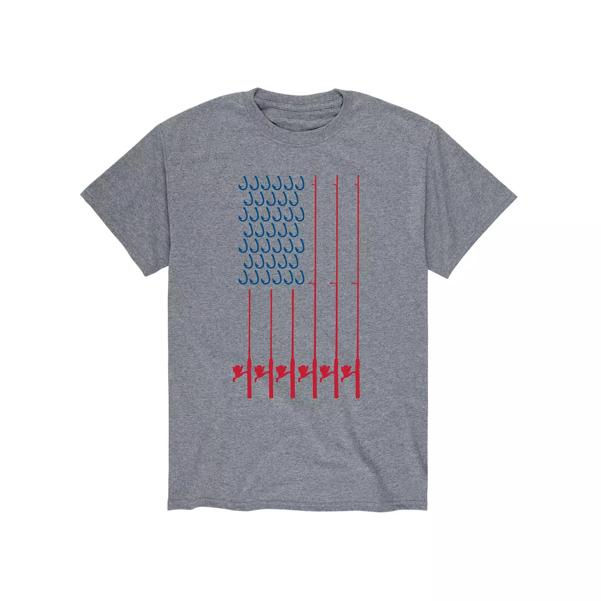 Men's Fishing Pole Flag Tee, Size: Small, Gray Product Image