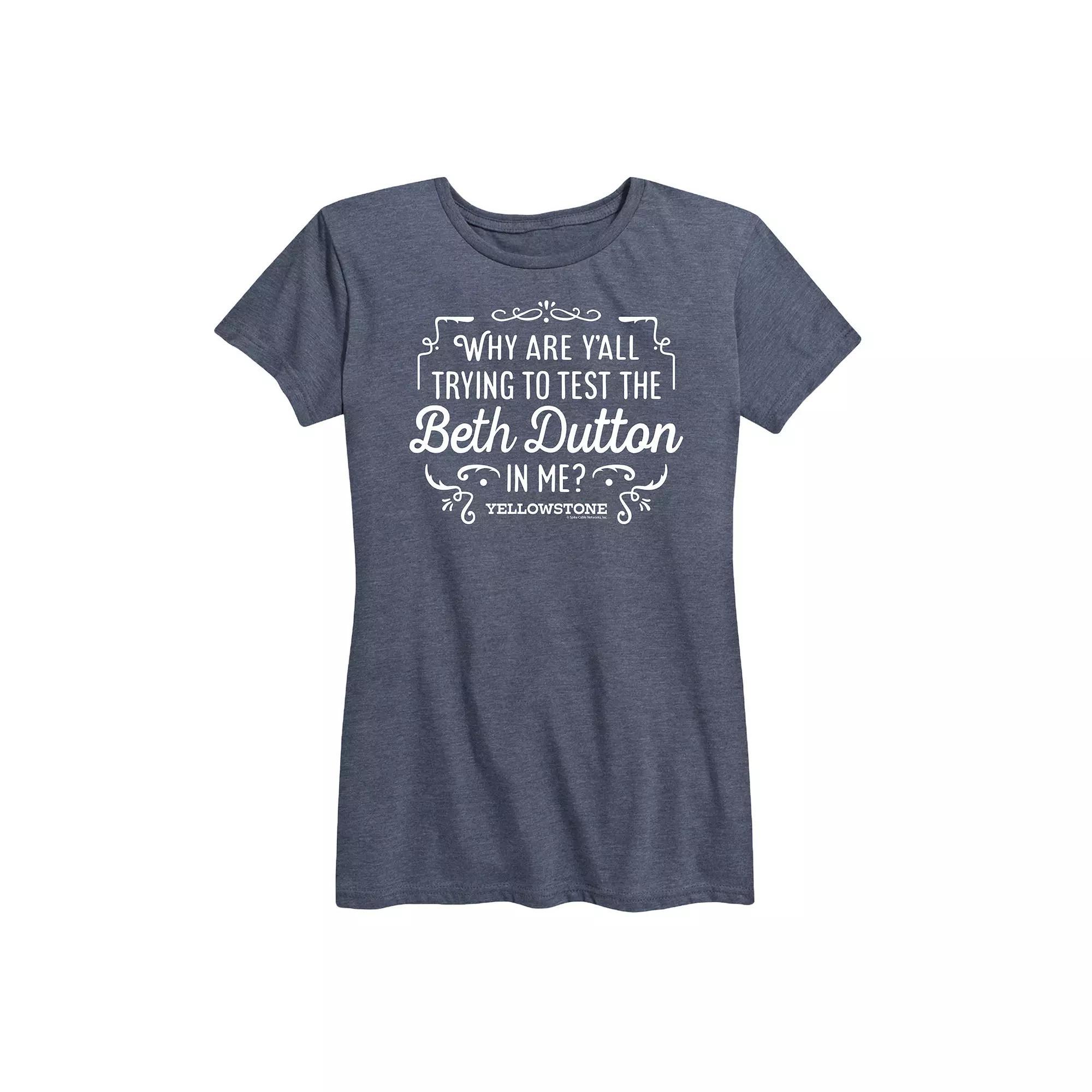 Womens Yellowstone Trying To Test Graphic Tee, Girls Grey Blue Product Image