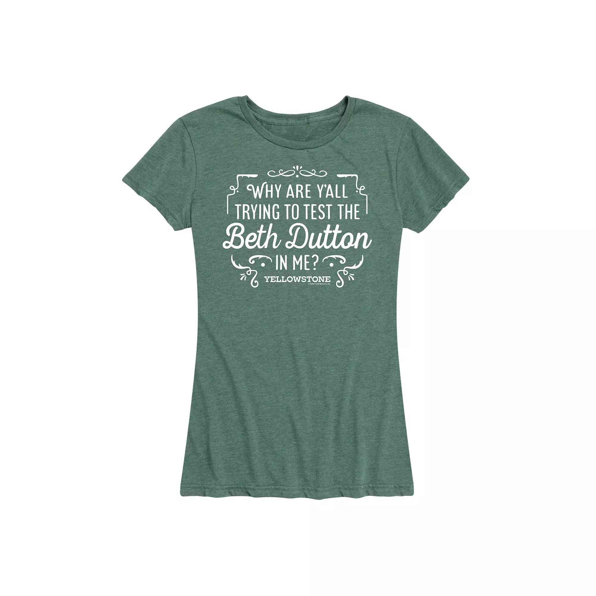 Womens Yellowstone Trying To Test Graphic Tee, Girls Grey Blue Product Image