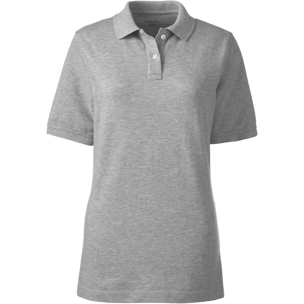 Womens Lands End School Uniform Short Sleeve Mesh Polo Shirt Classic Blue Product Image