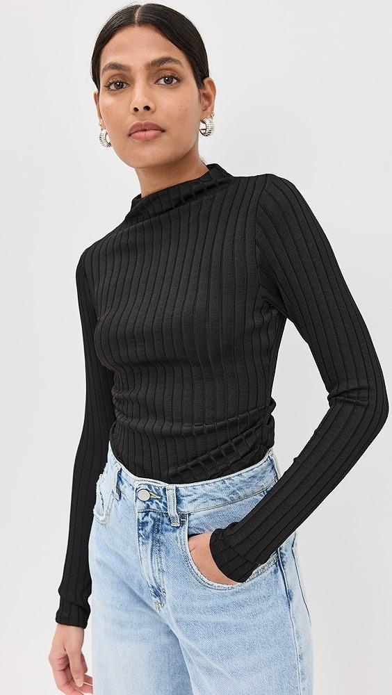 Good American Ribbed Funnel Neck Top | Shopbop Product Image