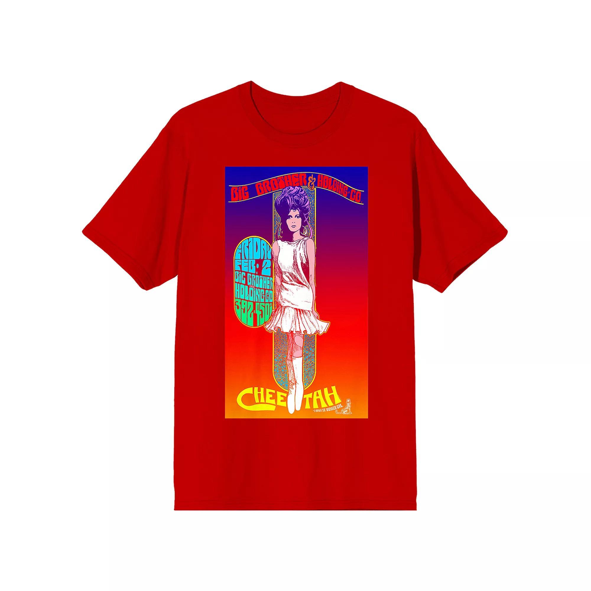 Men's Big Brother & The Holding Company Cheetah Graphic Tee, Size: XXL, Red Product Image