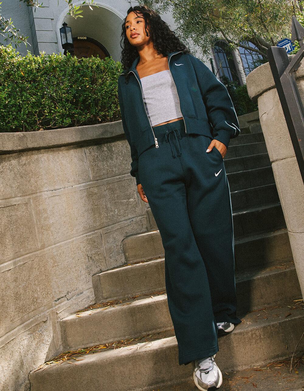 NIKE Sportswear Phoenix Womens Wide Leg Fleece Sweatpants - NAVY Product Image