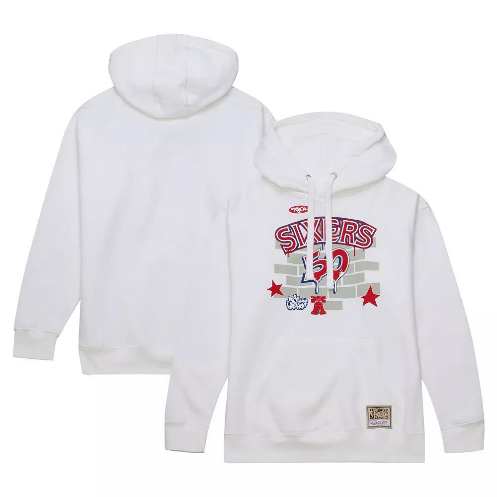 Men's Mitchell & Ness x Tats Cru White Philadelphia 76ers Hardwood Classics Brick Pullover Hoodie, Size: 2XL, 76r White Product Image