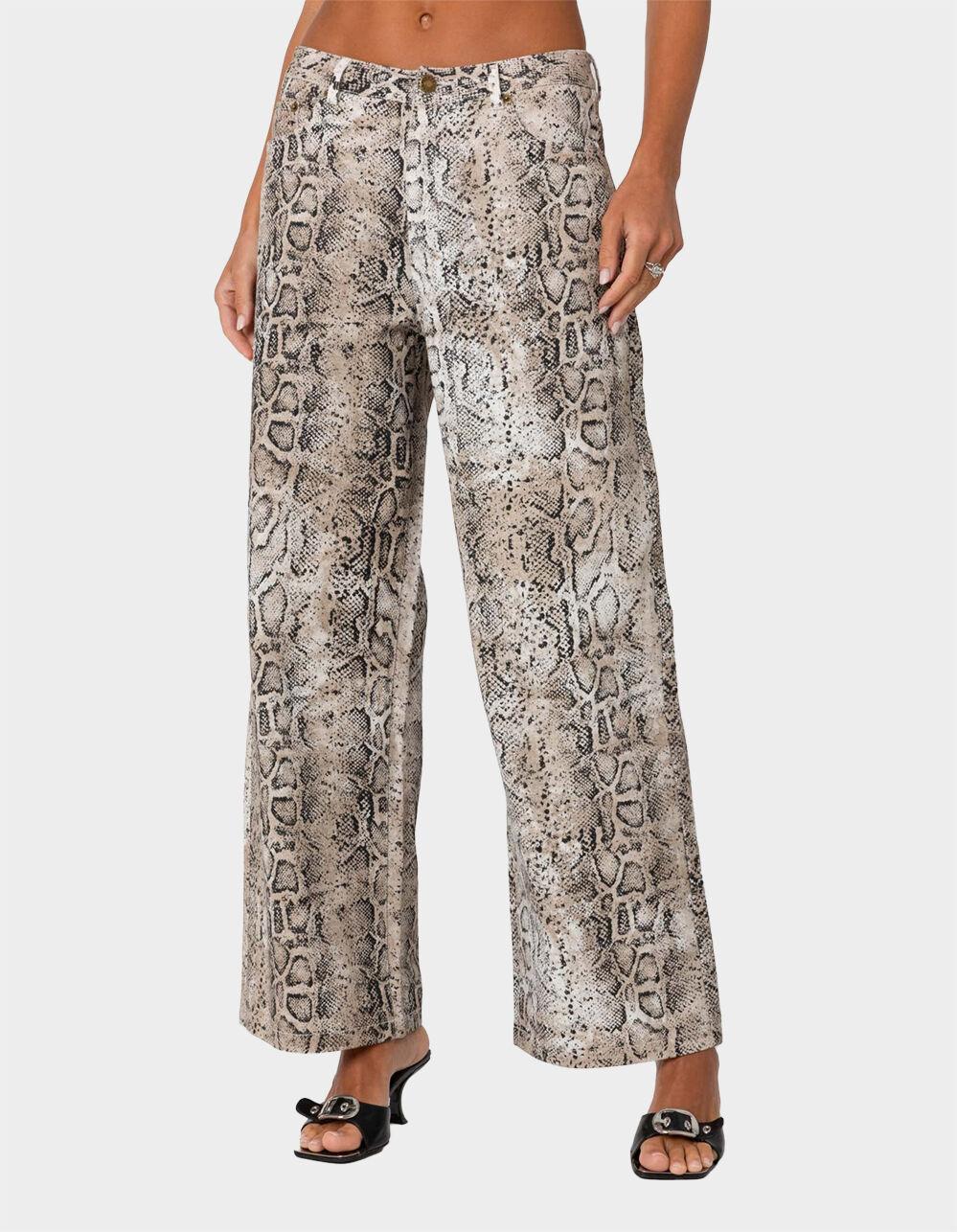 EDIKTED Snakeskin Printed Low Rise Jeans Product Image