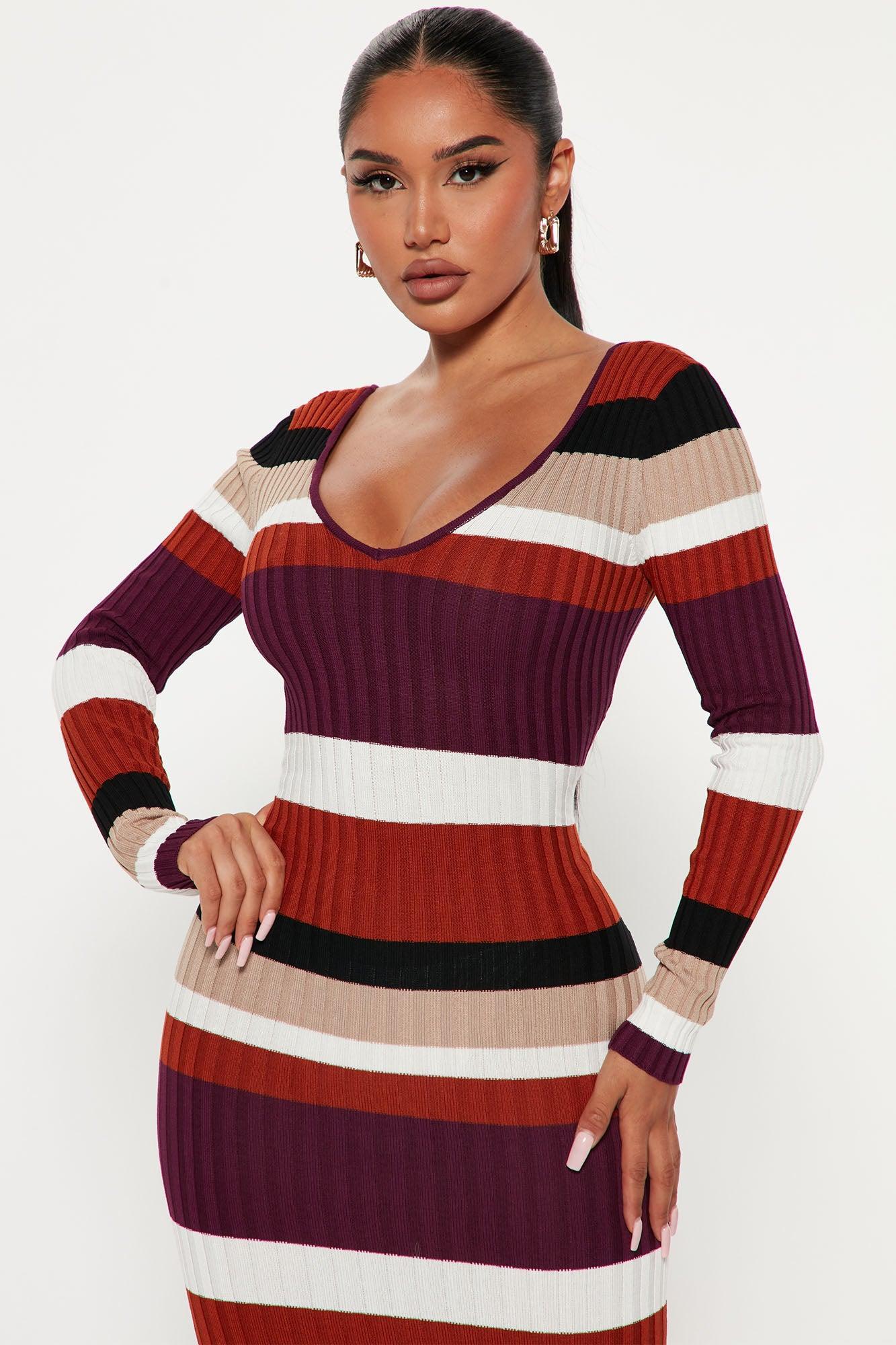 Kallan Striped Knit Dress - Purple/combo Product Image