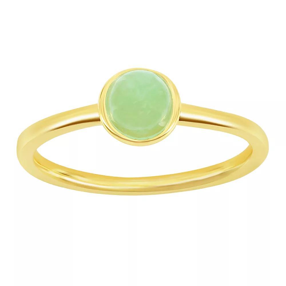 Sterling Silver Gold Plated Genuine Jade Solitaire Ring, Women's, Size: 8, Gold Tone Product Image