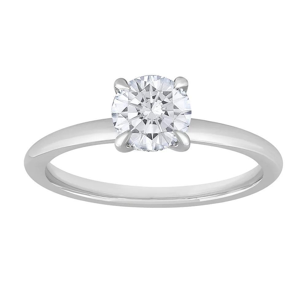 Diamond Medley 14k White Gold 1 Carat T.W. Lab-Grown Diamond Solitaire Plus Ring, Women's, Size: 7, 14k Whgold Product Image