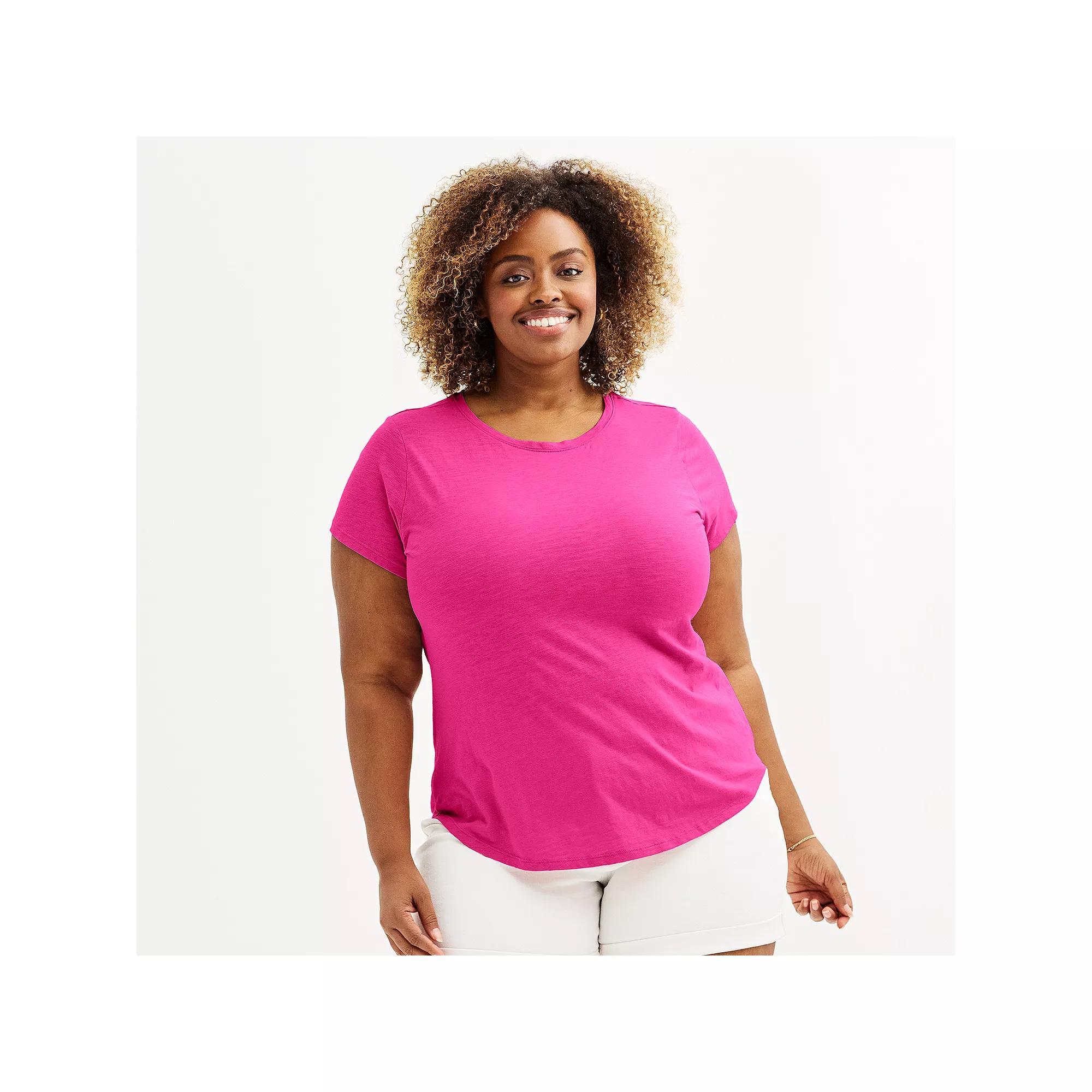 Plus Size Sonoma Goods For Life® Short-Sleeve Crew Tee, Women's, Size: 4XL, Pink Theme Product Image