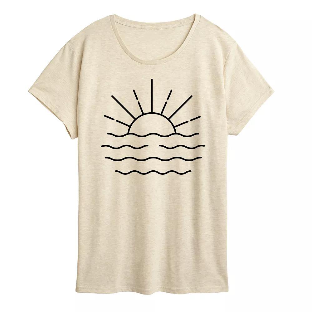 Womens Ocean Sunset Linework Graphic Tee Grey Royal Blue Product Image