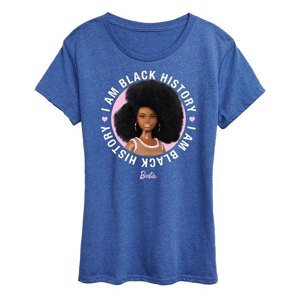 Womens Barbie I Am Black History Graphic Tee Grey Royal Blue Product Image