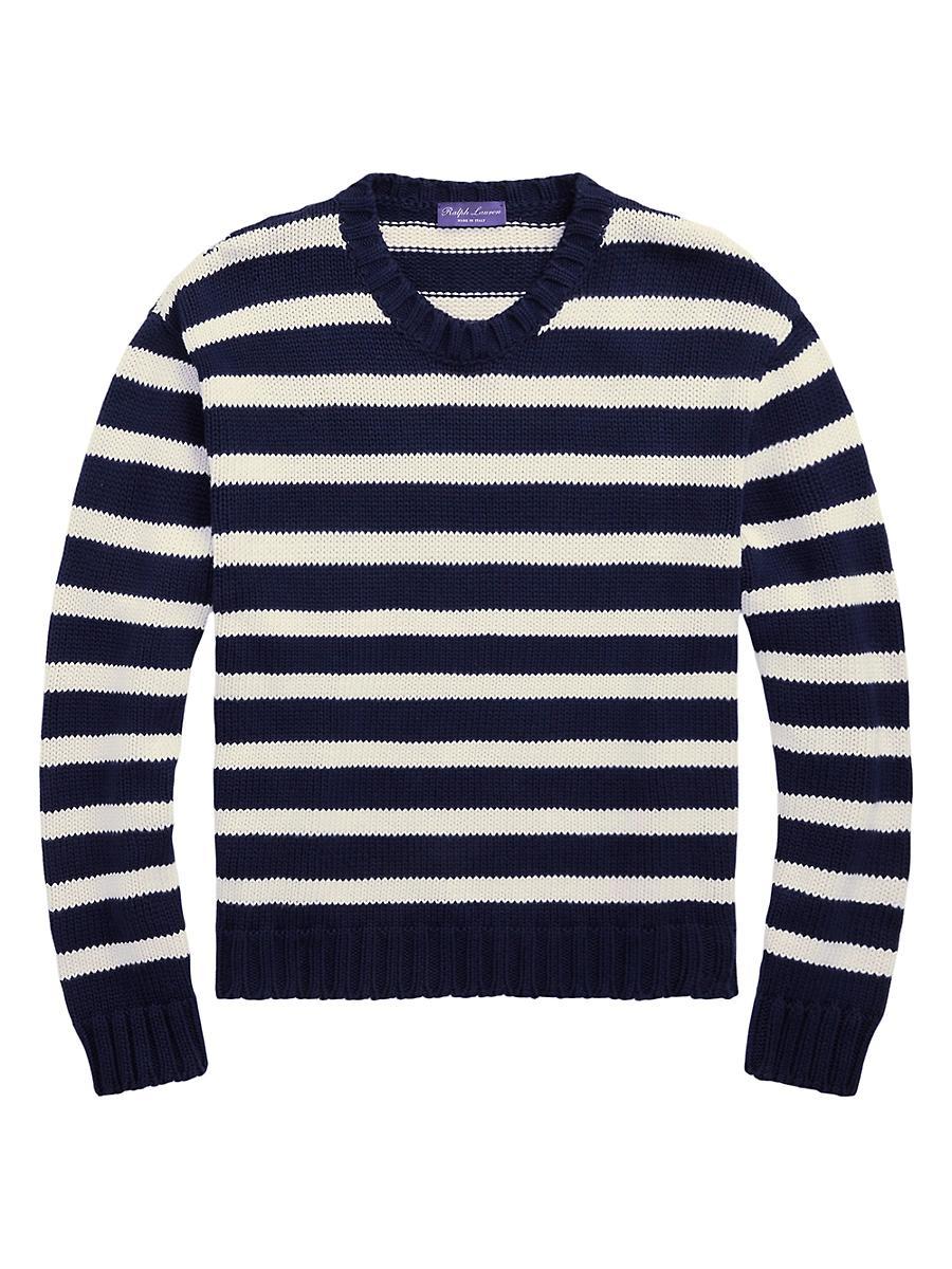 Mens Striped Cotton Knit Sweater Product Image