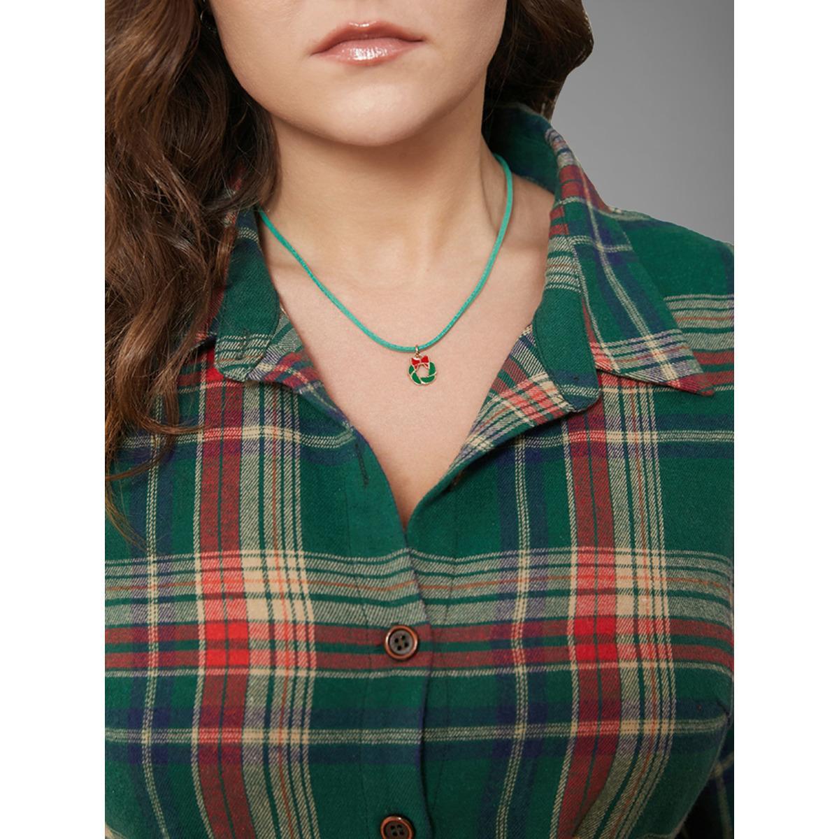 Plaid Plus Size Women Dailywear Midi Dress Pocket Slightly Stretchy Lantern Sleeve Long Sleeve Shirt Collar Pocket Belt Elegance Dresses BloomChic Product Image