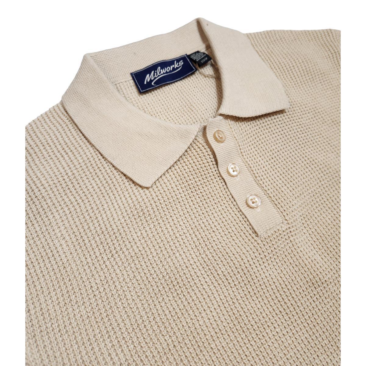 Short Sleeve Knit Polo Ecru Product Image