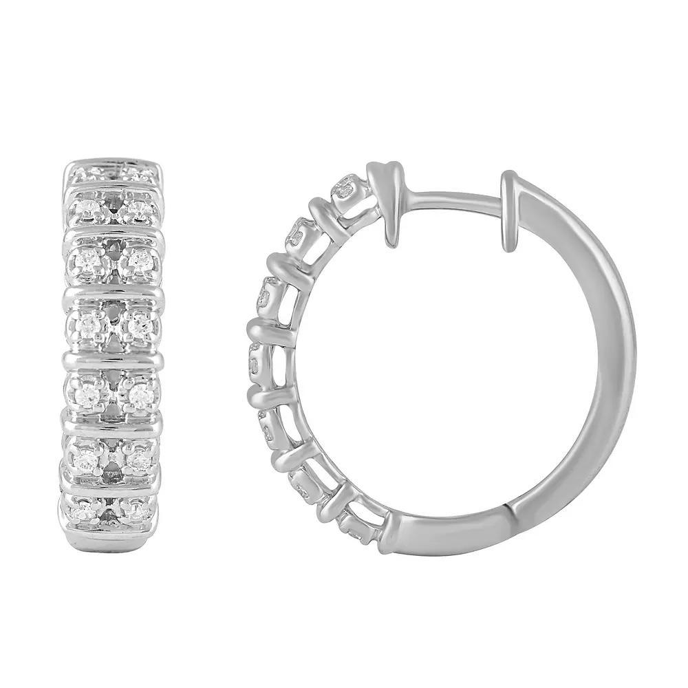 Royal Aura Sterling Silver 1/4 Carat T.W. Diamond Hoop Earrings, Women's Product Image
