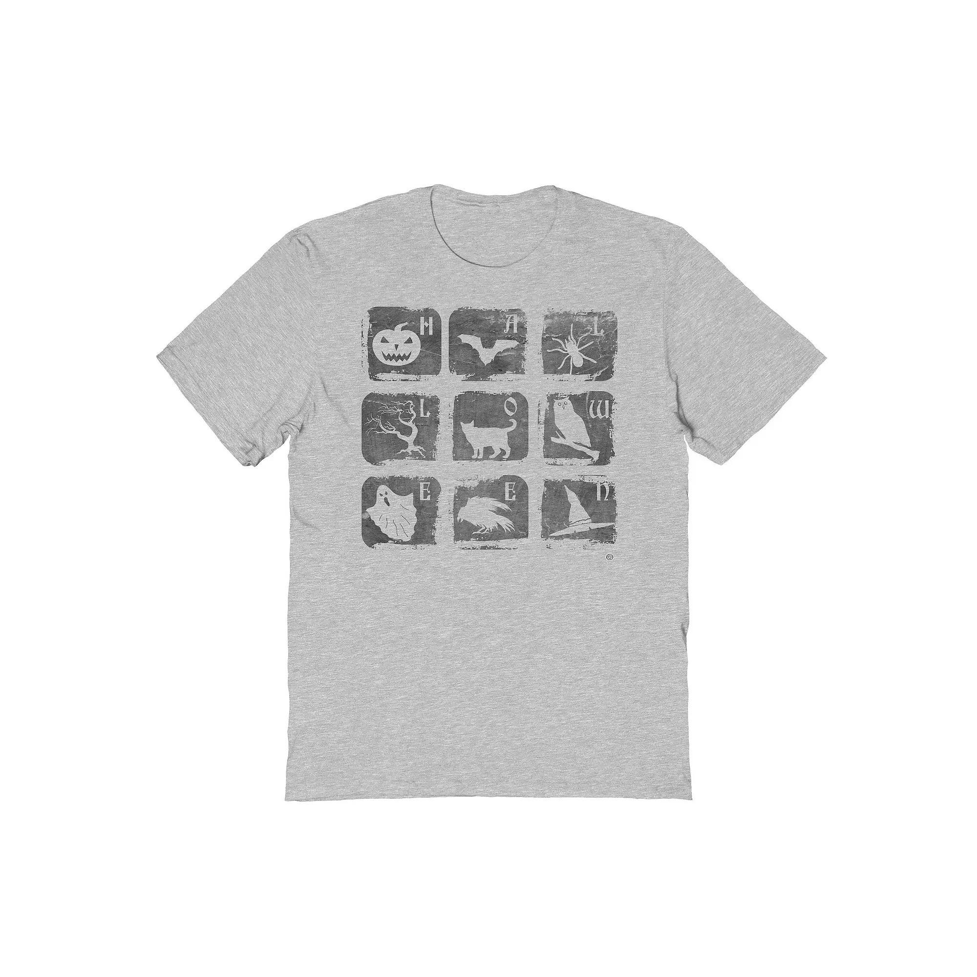 Men's Halloween Blocks Halloween Graphic Tee, Size: Large, Sport Gray Product Image